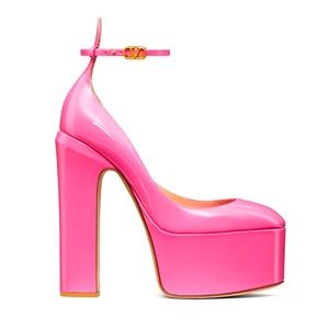 Valentino Garavani platform tan-go pumps 155mm pink patent leather size 38